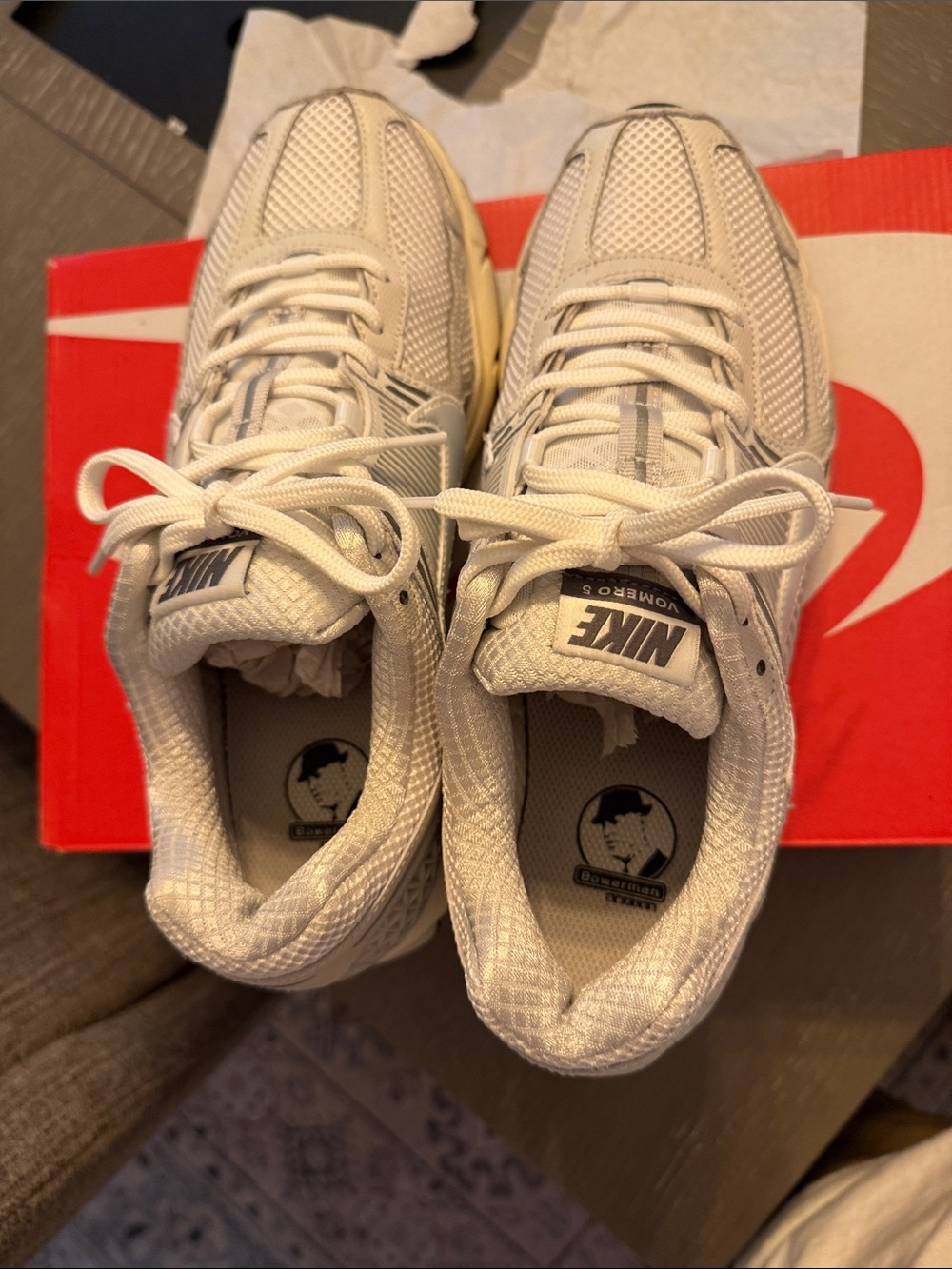 Nike Zoom Vomero 5 Beige and Gray Mesh Runner Sneakers - Picture 3 of 6
